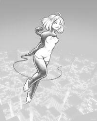 1girls armbinder bondage bound city city_background female femsub flying grigbertz monochrome png