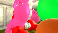 1girls 2boys 3d 3d_(artwork) big_penis big_thighs birdo close-up curvy female female/male/male kabalmystic_(style) male male/female/male male/male/female mario_(series) nintendo outdoors penis red_yoshi shoes thhypercombine12 thick thick_hips thick_thighs thighs threesome trio unseen_face unseen_faces vaginal_penetration wide_hips yoshi