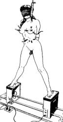 asphyxiation black_and_white_drawing blindfolded clothes_pin clothes_pin_on_nipples device female_death gagged hands_tied_behind_back hanged imminent_death noose nude_female slow snuff torture