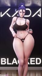 1girls 3d 3d_(artwork) 3d_model ai_animation ai_assisted ai_generated allblacked3d animated big_breasts big_thighs blacked blacked_clothing choker edited fit_female kai'sa league_of_legends light-skinned_female looking_at_viewer luckyst ponytail provocative qos qos_tattoo queen_of_spades skindentation spade_tattoo sports_bra standing tease teasing teasing_viewer thick_thighs thong underwear underwear_only video wide_hips