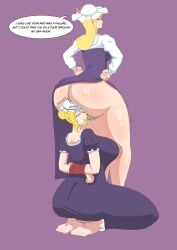 anal anal_vore ass big_ass blonde_hair bonnestar12 bound bound_arms facesitting female female_on_top female_pred female_prey hammerspace hammerspace_vore last_look lunarian touhou touhou_project toyohime unwilling_prey watatsuki_no_toyohime yakumo_yukari yukari_yakumo