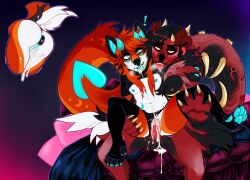 after_sex aheago alt_boy alt_girl anthro anthro_on_anthro ass buttplug creampied cum_dripping_out_of_pussy cum_in_mouth cum_in_pussy cum_inside cum_on_belly cum_on_breasts drooling excessive_cum female female/male friends_with_benefits furry genital_piercing ginger_female ginger_hair gushing_cum moaning on_bed orgasm_face original_character original_characters penis penis_in_pussy pumping_cum shaking_legs small_breasts stockings tomboy twitching_balls vaginal_penetration