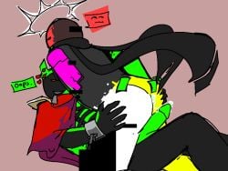 1x1x1x1 1x1x1x1_(forsaken) 2x2 2x2_(roblox) ass ass_focus ass_grab colored colorful_skin cum cum_inside detect_(artist) forsaken_(roblox) green_penis holding_ass penis roblox roblox_game robloxian scarf source_request tagme