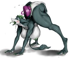 5:4 anthro backbend blue_body bodily_fluids breasts claws contortionism dildo dragon extreme_contortion feet female fingers flexible genitals green_claws green_eyes green_horn green_insides green_nipples green_vulva gyy horn lactating milk multicolored_body mythological_creature mythological_scalie mythology nipples nude reptile scalie sex_toy simple_background solo tail thick_thighs toes tongue tongue_out unusual_insides vaginal_penetration vulva white_background wide_hips