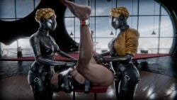 1boy 2girls anal anal_penetration anal_sex animated atomic_heart bondage dildo_in_ass dildo_in_mouth dominant_female face_fucking faceless_female fellatio female_penetrating_male femdom grabbing_penis irrumatio loop looping_animation male male_penetrated malesub pegging penis pinching_nipples rape restrained robodom robot robot_girl serpentorder spitroast strap-on tagme the_twins_(atomic_heart) tight_clothing video
