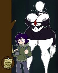 big_ass big_breasts camera confused denist_lewd english_text forest full_body grey_nipples heart hips horror monster_girl nipples no_face oc original original_character page_number pale_skin purple_eyes purple_hair rule_63 semi_nude size_difference slender_body slenderman slenderwoman small_hips smaller_male spectre suit taller_female text tree white_skin