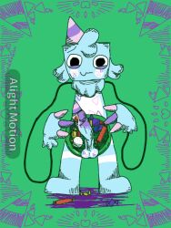 2d_animation 3:4 ambiguous_species animate_inanimate animated anthro balls blue_body blue_fur blush blushcrunch_studio bodily_fluids bowl candy candy_in_penis claws clothing container craft cum dandy's_world dessert digital_media_(artwork) erection fluffy food food_in_penis freckles fun_partygoer_goob fur genital_fluids genitals goob_(dandy's_world) hair hat headgear headwear humanoid_genitalia indecisive jawbreaker long_arms looking_at_viewer male male/male motion_tweening multicolored_body multicolored_fur neck_tuft nervous nervous_smile nude object_in_penis offering_food offering_sex offering_to_viewer party_hat patterns penile penis pink_body precum purple_body roblox silly silly_face simple_background smile solo thin_arms toon_(dandy's_world) tuft white_body white_fur yoshreveluv