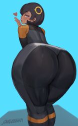1girls about_to_burst absurdres alternate_ass_size alternate_body_type alternate_breast_size areola ass ass_bigger_than_head ass_focus ass_too_big back_view barely_contained barely_contained_ass barely_fits big_areola big_ass big_thighs black_bodysuit black_hair bodysuit breasts bursting_butt dark-skinned_female dark_skin dummy_thicc emma_(pokemon) emma_(pokemon_legends:_z-a) feet female female_focus female_only game_freak gigantic_ass gigantic_thighs highres huge_areola huge_ass huge_breasts huge_nipples huge_thighs human hyper hyper_ass hyper_breasts hyper_thighs large_ass large_breast large_breasts looking_at_viewer looking_back matiere_(pokemon) matiere_(pokemon_legends:_z-a) nintendo nipples png pokemon pokemon_legends:_z-a purple_eyes short_hair slimeeeguy solo solo_female solo_focus straining_clothing tagme thick_thighs thighs tight_clothes tight_clothing tight_fit tight_suit tomboyish too_tight undersized_clothes undersized_clothing