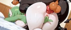 ai_generated all_fours anal anal_sex big_ass big_balls big_breasts big_butt big_penis canine_penis doggy_style finger_fuck gardevoir houndoom knot knotted_penis orgasm pokemon pokemon_(species) vaginal_masturbation vaginal_orgasm