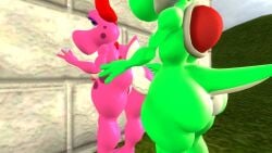 1boy 1girls 3d 3d_(artwork) against_wall anal anal_penetration ass balls big_ass big_breasts big_butt big_thighs birdo bow breasts bubble_ass bubble_butt crossgender curvy diamond_ring duo eyeshadow female female/male hands_on_another's_ass hands_on_ass hands_on_butt kabalmystic_(style) male male/female mario_(series) mtf_crossgender nintendo nipples outdoors penis purple_eyes purple_eyeshadow pussy red_bow tail thhypercombine12 thick thick_ass thick_butt thick_hips thick_thighs thighs wide_hips yoshi