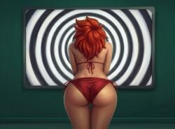 1girls ai_generated arched_back ass ass_focus bent_over bent_over_position bikini bikini_bottom bikini_top bubble_butt female female_focus female_only femsub hypnosis hypnotic_accessory hypnotic_screen hypnotic_spiral hypnotized_female looking_at_screen looking_at_television looking_at_tv mind_control nomad_of_nowhere red_bikini red_bikini_bottom red_bikini_only red_bikini_top red_hair rooster_teeth skout solo solo_female solo_focus spiral standing tv tv_screen zupern0va_(manipper)