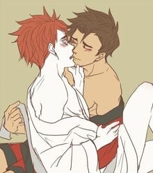 2boys artist_request blush brown_hair jack_spicer kimono kimono(?) male male_only multiple_males raimundo_pedrosa red_hair robe smile tagme undressing xiaolin_showdown yaoi