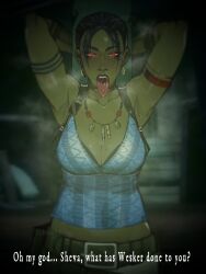 1girls big_breasts dark-skinned_female dark_skin jsq012 large_breasts red_eyes resident_evil resident_evil_5 sheva_alomar zombification