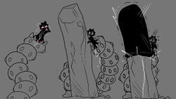 absurd_res ambiguous_fluids andromorph animal_humanoid arthropod arthropod_abdomen arthropod_humanoid blush blush_lines bodily_fluids body_blush genital_fluids genitals halfpricesouls hi_res humanoid insect_humanoid insects intersex male silks vulva vulva_blush