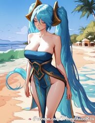 ai_generated ass athletic beach blue_eyes blue_sky bright coast curvy_build deep_penetration exhibitionism explicit fair_skin horizon league_of_legends long_blue_hair_in_twin_tails long_flowing_dress looking_at_viewer marytheenr34 ocean outdoor outside palm_trees paradise public relaxing risky rough_sex sand sea seascape shore sona_buvelle standing summer sunny sweat tropical vacation water waves