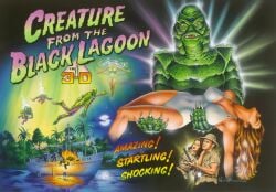 breasts carrying_another creature_from_the_black_lagoon fainted gillman large_breasts one-piece_swimsuit passed_out pinball princess_carry unconscious unconscious_female western_art