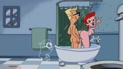 1girls 2boys animated canon_couple cartoon_network dexter's_dad dexter's_laboratory dexter's_mom from_behind husband_and_wife invisible masturbation milf multiple_boys questionable_(artist) red_hair red_lipstick sex sex_from_behind shorter_than_10_seconds shower standing standing_sex straight video voyeur