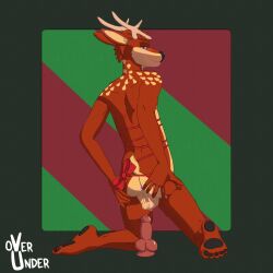 1:1 anthro antlers anus ass balls big_butt blue_eyes blush bow_ribbon brown_body brown_fur brown_hair butt_grab christmas deer dildo feet fluffy fluffy_tail fur genitals hair hand_on_butt hi_res holidays horn knot knotted_dildo looking_at_viewer male mammal markings new_world_deer nude overunder pawpads penis presenting presenting_hindquarters reindeer sex_toy simple_background smile solo spots spotted_body spotted_fur tail toes tuft white_body white_fur