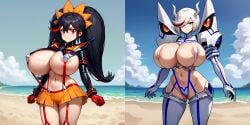 2024 2girls aged_up ai_assisted ai_generated areola_slip ashley_(warioware) beach big_ass big_breasts black_hair blaste cosplay female female_focus female_only hairband high_heels huge_areolae huge_breasts hyper_breasts junketsu junketsu_(cosplay) kill_la_kill kiryuuin_satsuki_(cosplay) looking_at_viewer matoi_ryuuko_(cosplay) nintendo ocean red_eyes references sage_(sonic_frontiers) sega senketsu senketsu_(cosplay) short_hair skimpy skimpy_clothes sonic_(series) sonic_the_hedgehog_(series) studio_trigger thighhigh_boots thights twintails warioware white_and_red_hair wide_hips witch