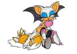 anatomically_correct domnirch rouge_the_bat sonic_(series) sonic_the_hedgehog_(series) tails_the_fox text_bubble