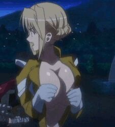 animated animated_gif blonde_hair bodysuit breasts clothing large_breasts nipples princess_lover screencap screenshot silvia_van_hossen tagme