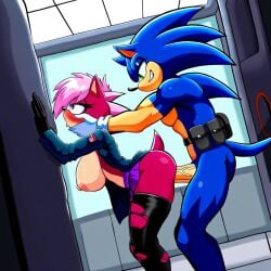 ai_generated ass blue_body blue_fur breasts incest incest_(lore) magenta_fur male/female pink_hair sex sonia_the_hedgehog sonic_(series) sonic_the_hedgehog sonic_the_hedgehog_(series) sonic_underground sonic_x_sonia straight veiny_penis