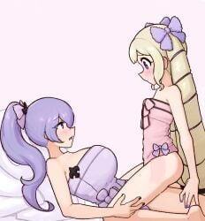 2girls blonde_hair breasts camilla_(fire_emblem) camilla_(hostile_springs)_(fire_emblem) clothed_sex cowgirl_position cross_section drill_hair elise_(fire_emblem) elise_(hostile_springs)_(fire_emblem) fire_emblem fire_emblem_fates fire_emblem_heroes flat_chest futa_with_female futanari huge_breasts incest large_breasts liveactors lying multiple_girls naked_towel official_alternate_costume official_alternate_hairstyle on_back penis ponytail purple_eyes purple_hair siblings sisters straddling thighs towel twin_drills x-ray