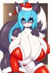 1girls anthro breasts christmas christmas_outfit cleavage female female_focus female_only fur furry holidays tail tailzkim