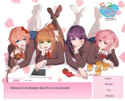 doki_doki_literature_club feet foot_fetish foot_fetish_with_legwear imsohornyraah monika_(doki_doki_literature_club) natsuki_(doki_doki_literature_club) sayori_(doki_doki_literature_club) socks yuri_(doki_doki_literature_club)