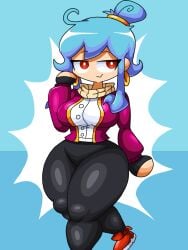 1girls ass big_breasts blue_hair clothed light_blue_hair messacre_(pizza_tower_branch) pizza_tower pizza_tower_branch thick_thighs tied_hair wide_hips