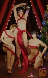 christmas christmas_decorations christmas_outfit nina_williams reina_mishima tekken tekken_8 zafina_(tekken)