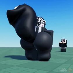 3d :p animated anthro ass ass ass_focus ass_shake big_ass femboy furry looking_at_viewer looping_animation miljkfarts_(artist) roblox skunk skunk_tail skunko_(miljkfarts) tagme thick_thighs twerking video