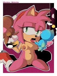 1girl2boys 2boys1girl amy_rose breasts censored chao_(sonic) completely_naked_female completely_nude_female fellatio female_pervert furry green_eyes handjob hedgehog hedgehog_girl knife koturitsu licking licking_cock licking_penis mobian mobian_(species) naked_female nipples nude nude_male oral oral_sex penis pixiv pussy sega size_difference sonic_(series) sonic_the_hedgehog_(series) trio vagina zunidont