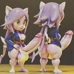 1futa ai_generated ass ass big_ass big_butt breasts erection freedom_planet fundoshi fundoshi_futanari fundoshilover101 futanari happi_(clothing) huge_ass huge_butt sarashi sash_lilac