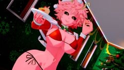 artist_name artist_request christmas christmas_outfit harem_outfit mina_ashido my_hero_academia