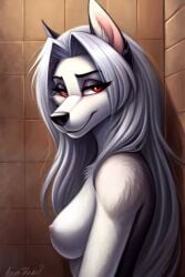 ai_generated female furry helluva_boss loona_(helluva_boss) shower