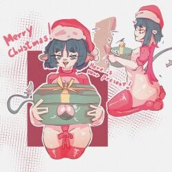 1girls animal_ears ass big_breasts black_hair blush boob_window boobjob breasts christmas christmas_clothing christmas_hat christmas_outfit female female_focus green_eyes jane_doe_(zenless_zone_zero) large_breasts mouse_ears mouse_girl nipples paizuri present pussy short_eyebrows simple_background sketch sm1chael tail thick thick_thighs uncensored zenless_zone_zero