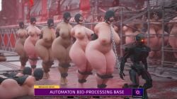 automaton_(helldivers) ball_gag big_breasts blindfold bondage enslaved gagged ghostoast helldivers helldivers_2 huge_breasts human human_cattle human_female milf naked_female nude robot thick_ass thick_thighs tied_up