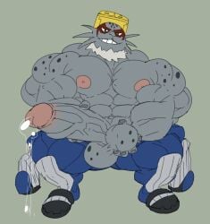 anthro balls bara barazoku beard big_balls big_muscles big_penis boner erection facial_hair male male_only marine muscles muscular my_hero_academia penis precum seal selkie_(my_hero_academia) shirtless solo solo_male spotted_seal terryignis