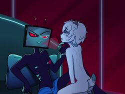 2boys cable dominant domination femboy gay hazbin_hotel hazbin_hotel_oc sheep_boy smoke submissive submissive_male tagme tv_head tv_screen video vox_(hazbin_hotel) yaoi