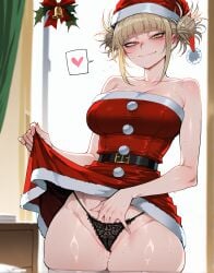 1girls ai_generated female himiko_toga my_hero_academia santa_costume santa_hat spoken_heart