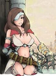 beatrix_(final_fantasy) belt bikini brown_hair eye_patch final_fantasy final_fantasy_ix smile