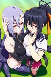 2girls character_request copyright_request fully_clothed large_breasts lindaroze monster_girl monster_musume_no_iru_nichijou rachnera_arachnera tagme