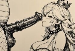 1boy 1girls ai_generated bowser mario_(series) nintendo royalty submissive submissive_female tagme