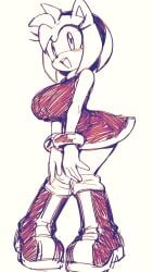 1girls ai_assisted amy_rose anthro big_breasts boots bracelet dress female furry furry_female sega sketch sonic_(series) sonic_the_hedgehog_(series)