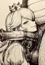 1boy 1girls ai_generated bowser mario_(series) nintendo royalty submissive submissive_female tagme