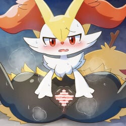 1:1 2026 absurd_res anthro arm_tuft biped black_body black_fur blush bodily_fluids braixen cel_shading censor_bar censored censored_genitalia censored_vulva cheek_tuft chest_tuft clitoral_hood digital_drawing_(artwork) digital_media_(artwork) digitigrade facial_tuft female female_anthro front_view fur fur_tuft generation_6_pokemon genitals hi_res inner_ear_fluff inviting lucky777 multicolored_body multicolored_fur nintendo object_in_tail orange_body orange_fur pokemon pokemon_(species) presenting presenting_vulva shaded shoulder_tuft sitting slim slim_anthro slim_female solo spread_legs spread_vulva spreading stick stick_in_tail sweat tail tears tuft urethra vulva white_body white_fur yellow_body yellow_fur