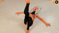 1girls 3d ahsoka_tano alien animated breasts female heracles3dx nipples orange_skin pussy solo sound star_wars stretching tagme togruta video yoga