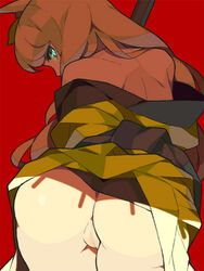 ass muramasa_the_demon_blade no_panties white_hair yuzuruha