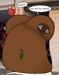 cum_inflation dark-skinned_female huge_belly huge_breasts hyper hyper_belly hyper_breasts latina lewdnesswar oc pierced_nipples piercing tattoos